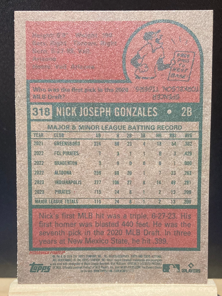 Nick Gonzales - 2024 Topps Heritage Rookie Card RC